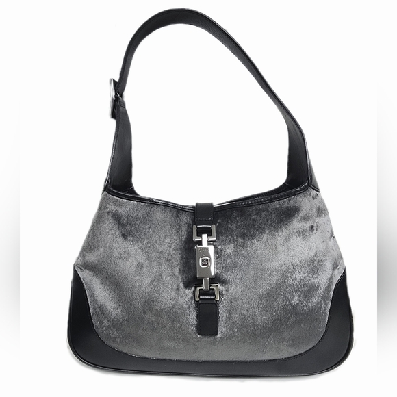 Gucci Handbags - Auth Vintage Gucci Jackie velvet silver bag